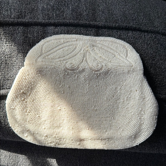 Cream Floral Embossed Clutch with Flap Closure - Picture 7 of 10